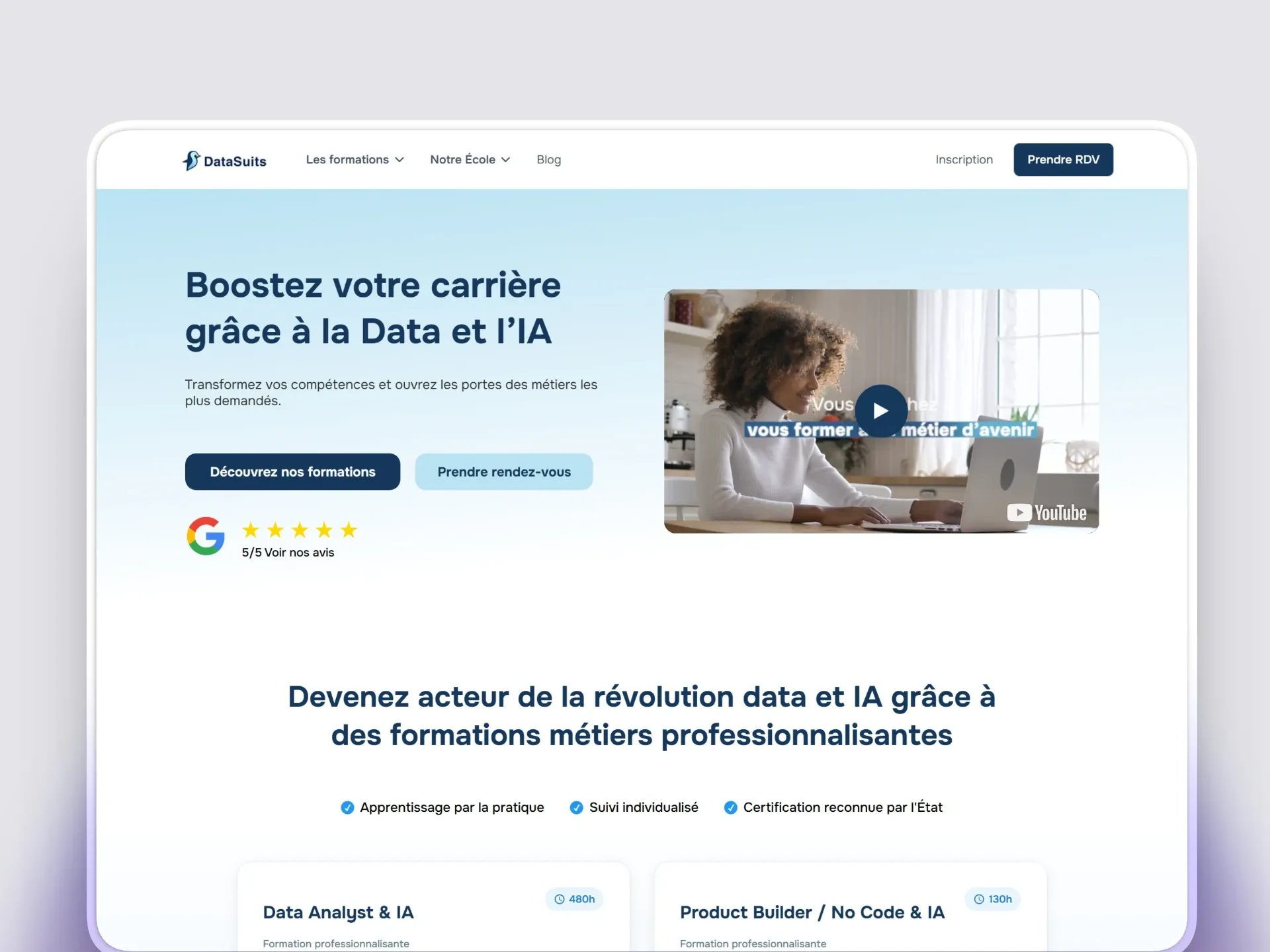 Site DataSuits créé par DevDream