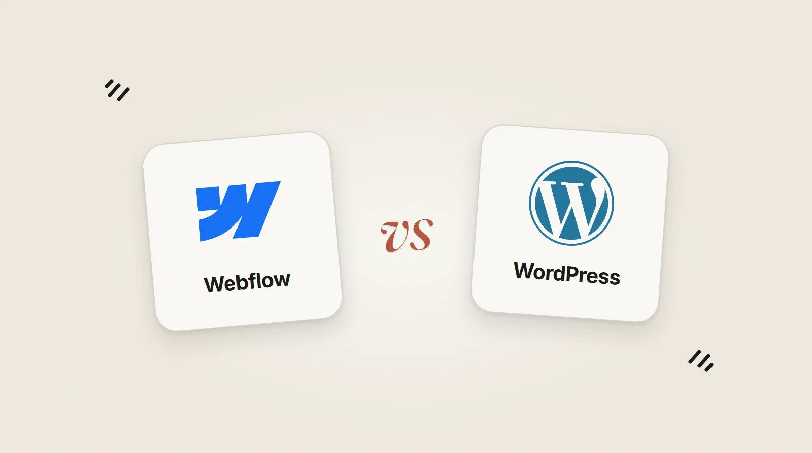 Webflow ou WordPress : les logos des deux outils face à face pour le comparatif