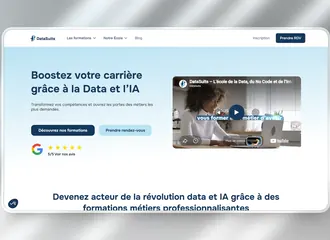 Site DataSuits, école de la Data et de l'IA, réalisé par DevDream
