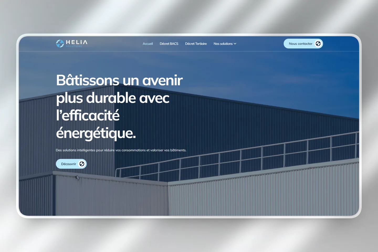 Site Helia Solutions, efficacité énergétique des bâtiments, réalisé par DevDream