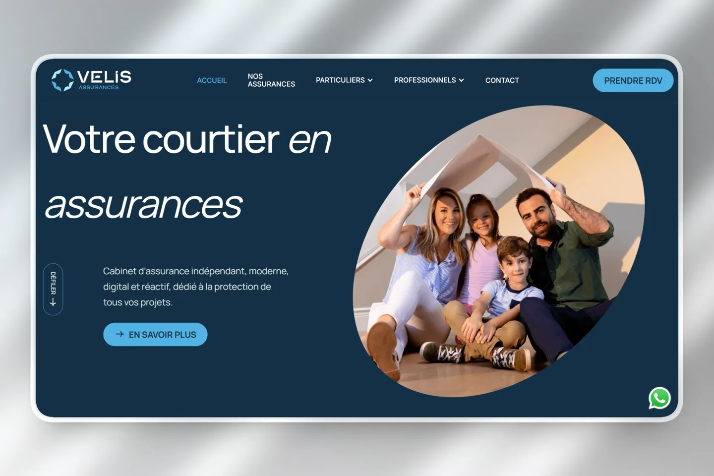 Site Velis Assurances, courtier en assurances, réalisé par DevDream