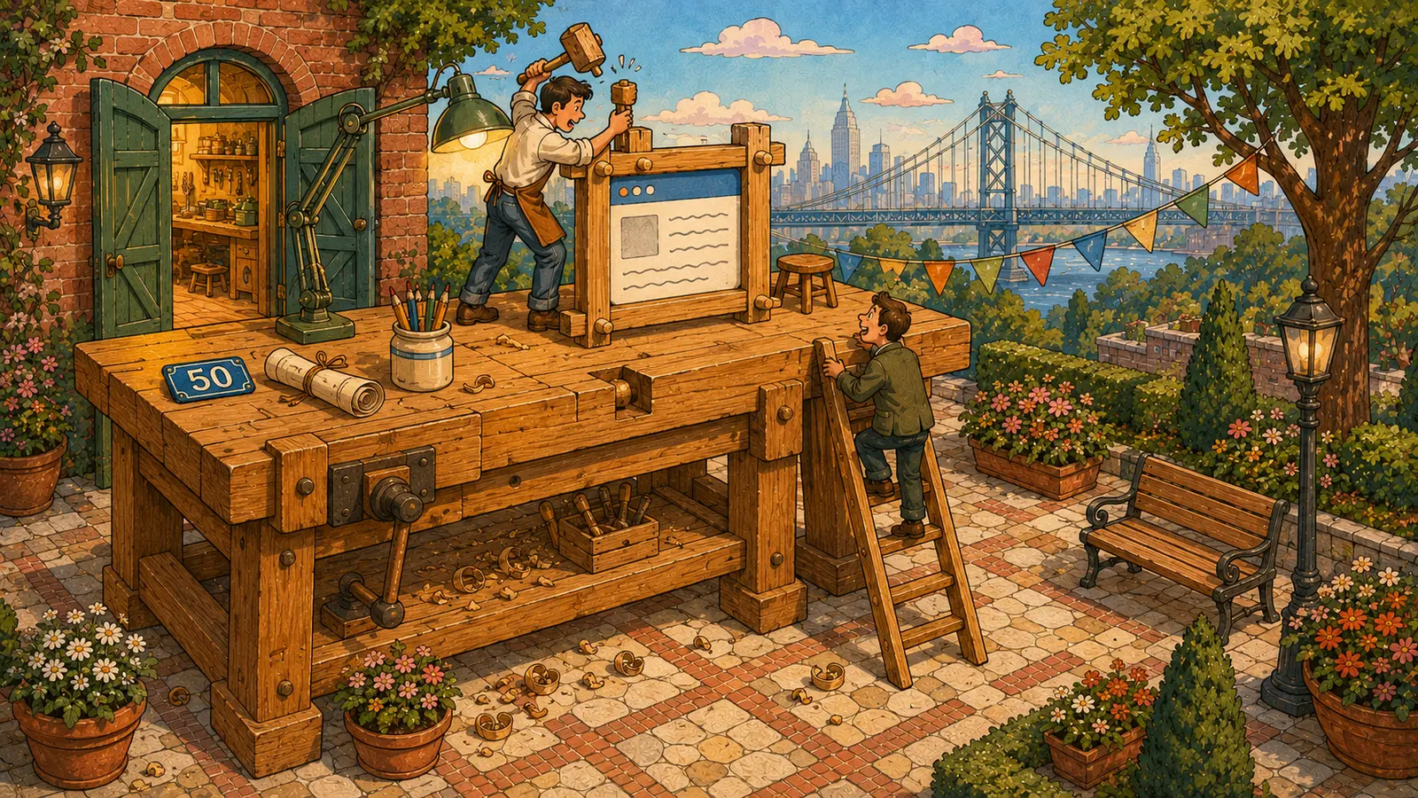 Illustration de l'atelier DevDream à Villeneuve-la-Garenne, où le site d'un client est fabriqué sur un établi